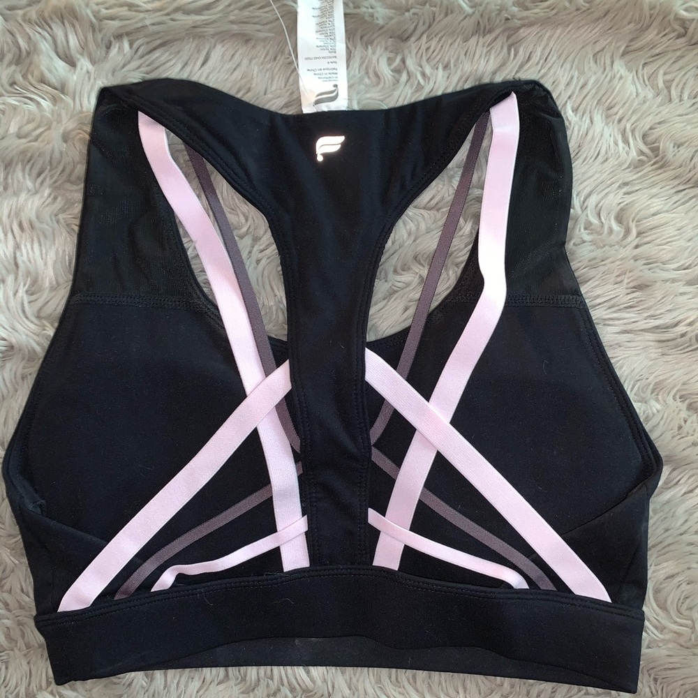 Black Fabletics cross back sports bra